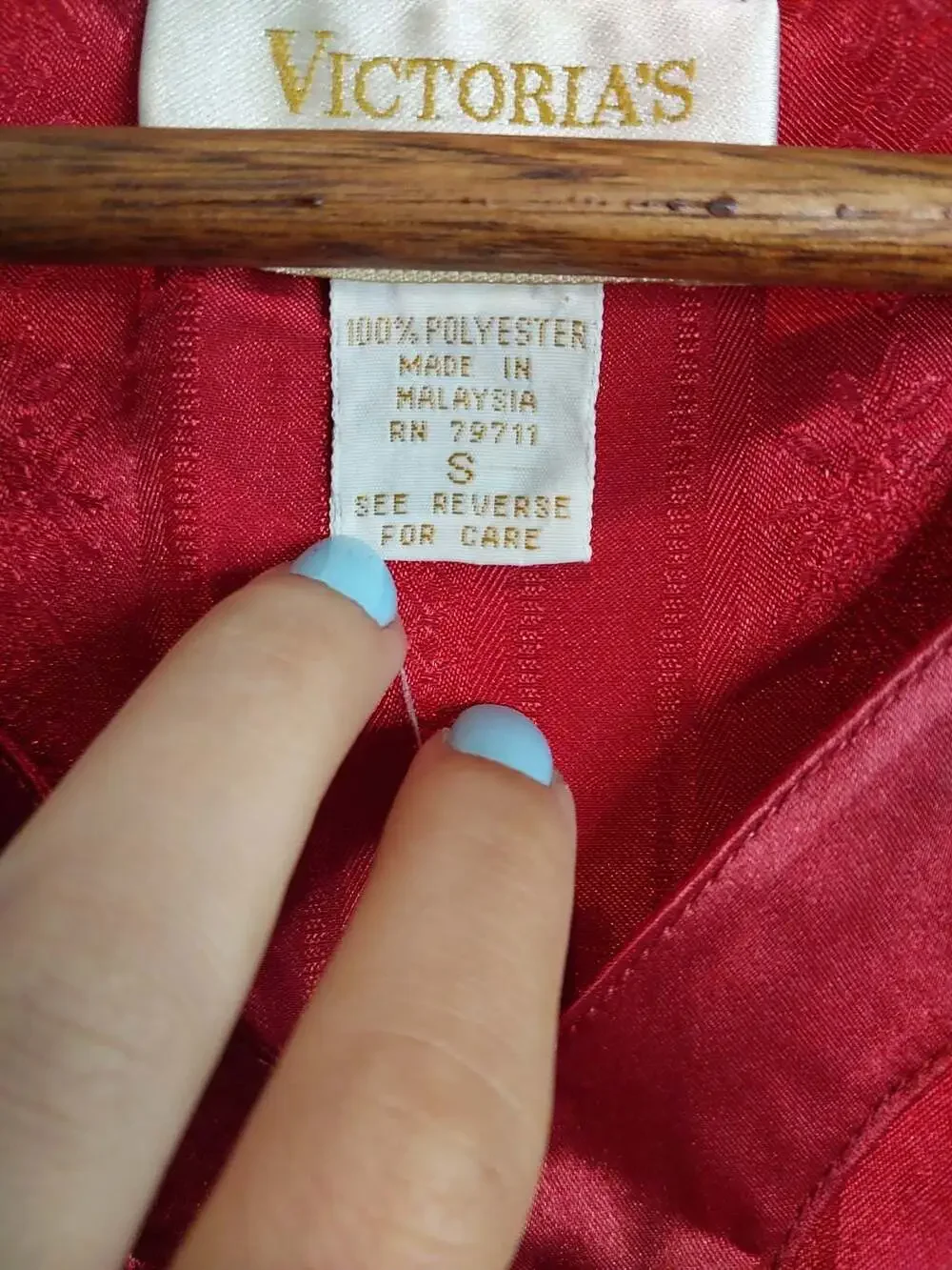 Vintage Victoria's Secret Gold Label Button Front Satin Red Brocade Sleep Shirt